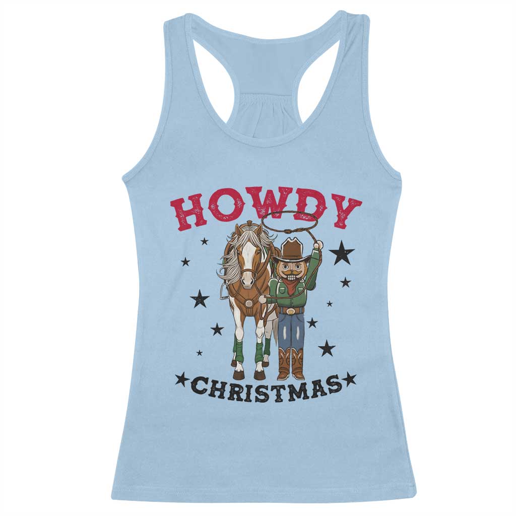 Funny Nutcracker Cowboy Howdy Christmas Racerback Tank Top Western Holiday Gift TS12 Light Blue Print Your Wear