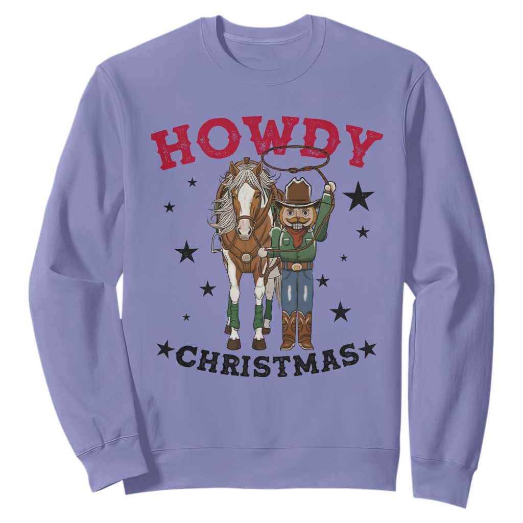 Funny Nutcracker Cowboy Howdy Christmas Sweatshirt Western Holiday Gift TS12 Violet Print Your Wear