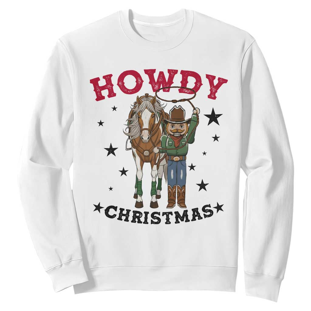 Funny Nutcracker Cowboy Howdy Christmas Sweatshirt Western Holiday Gift TS12 White Print Your Wear