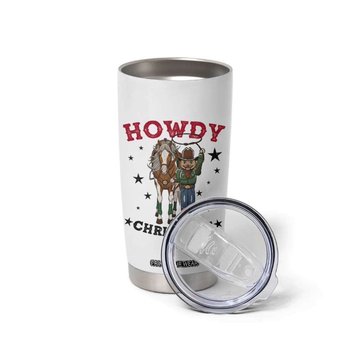 Funny Nutcracker Cowboy Howdy Christmas Tumbler Cup Western Holiday Gift TS12 Print Your Wear