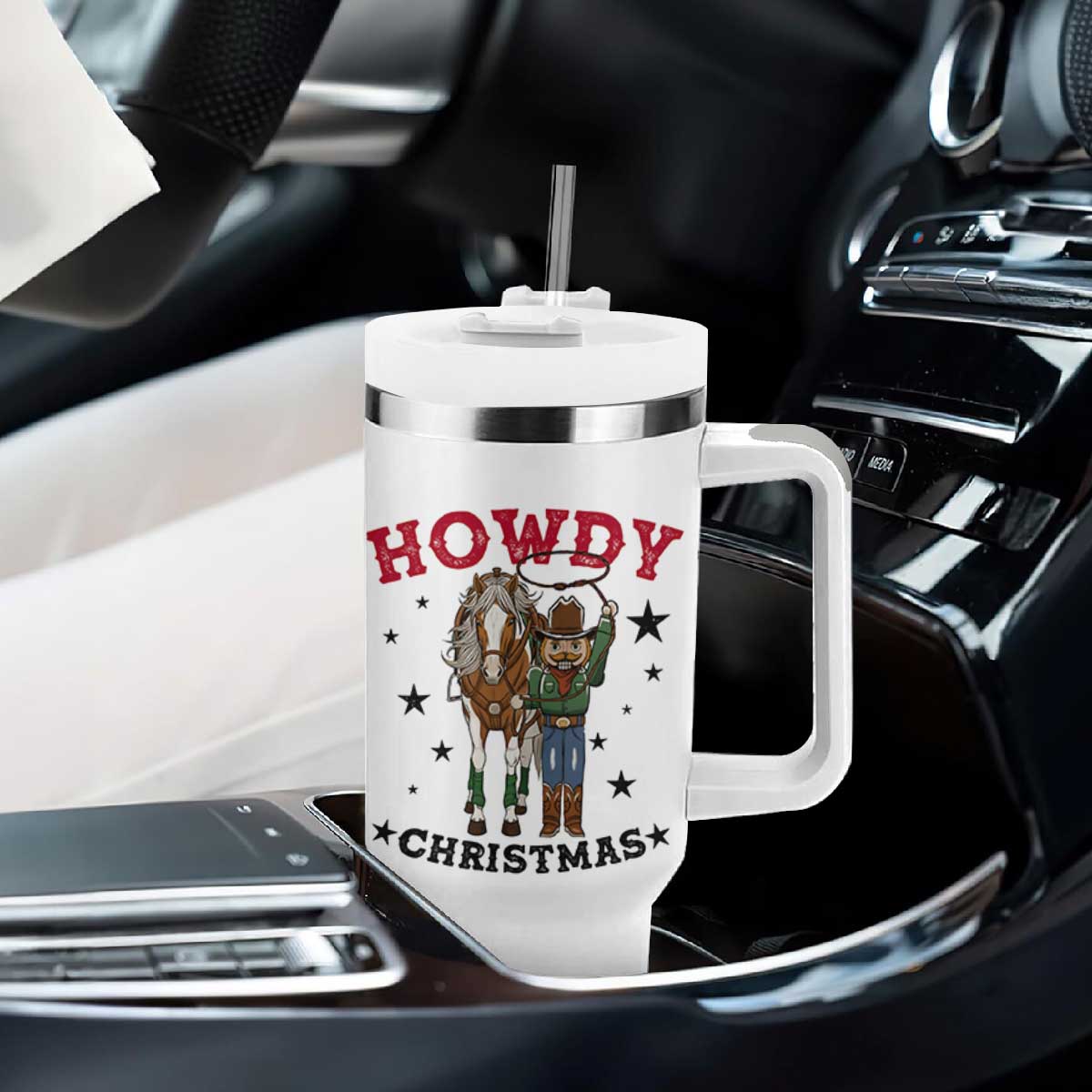 Funny Nutcracker Cowboy Howdy Christmas Tumbler With Handle Western Holiday Gift TS12 Print Your Wear
