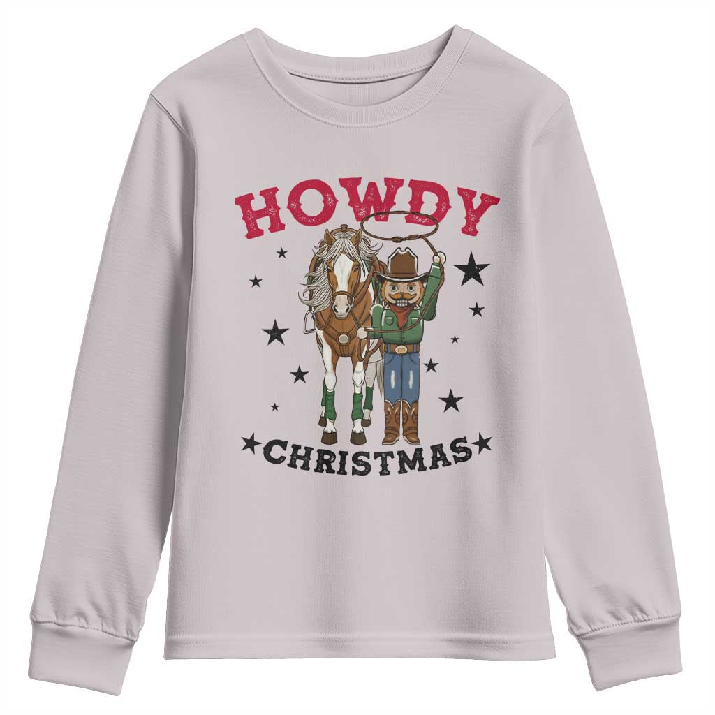Funny Nutcracker Cowboy Howdy Christmas Youth Sweatshirt Western Holiday Gift TS12 Ice Gray Print Your Wear