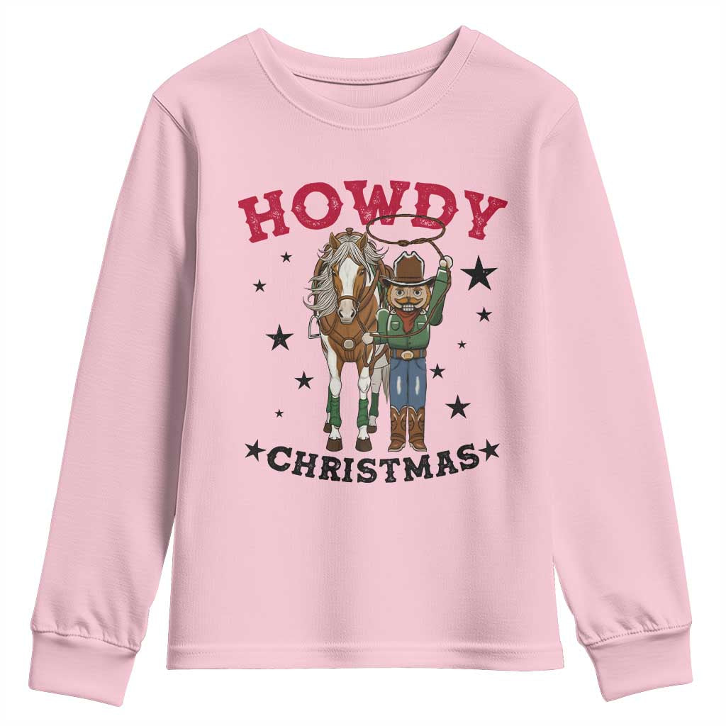 Funny Nutcracker Cowboy Howdy Christmas Youth Sweatshirt Western Holiday Gift TS12 Light Pink Print Your Wear