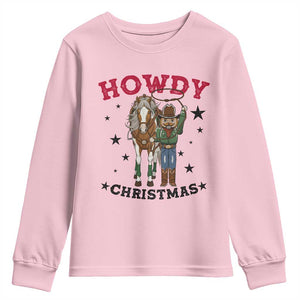 Funny Nutcracker Cowboy Howdy Christmas Youth Sweatshirt Western Holiday Gift TS12 Light Pink Print Your Wear