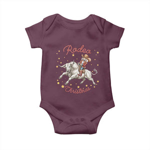 Funny Nutcracker Bull Riding Rodeo Christmas Baby Onesie Western Holiday Gift TS12 Maroon Print Your Wear