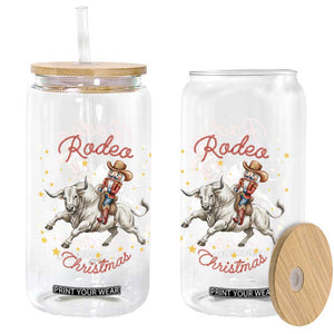 Funny Nutcracker Bull Riding Rodeo Christmas Glass Can Western Holiday Gift TS12 Print Your Wear