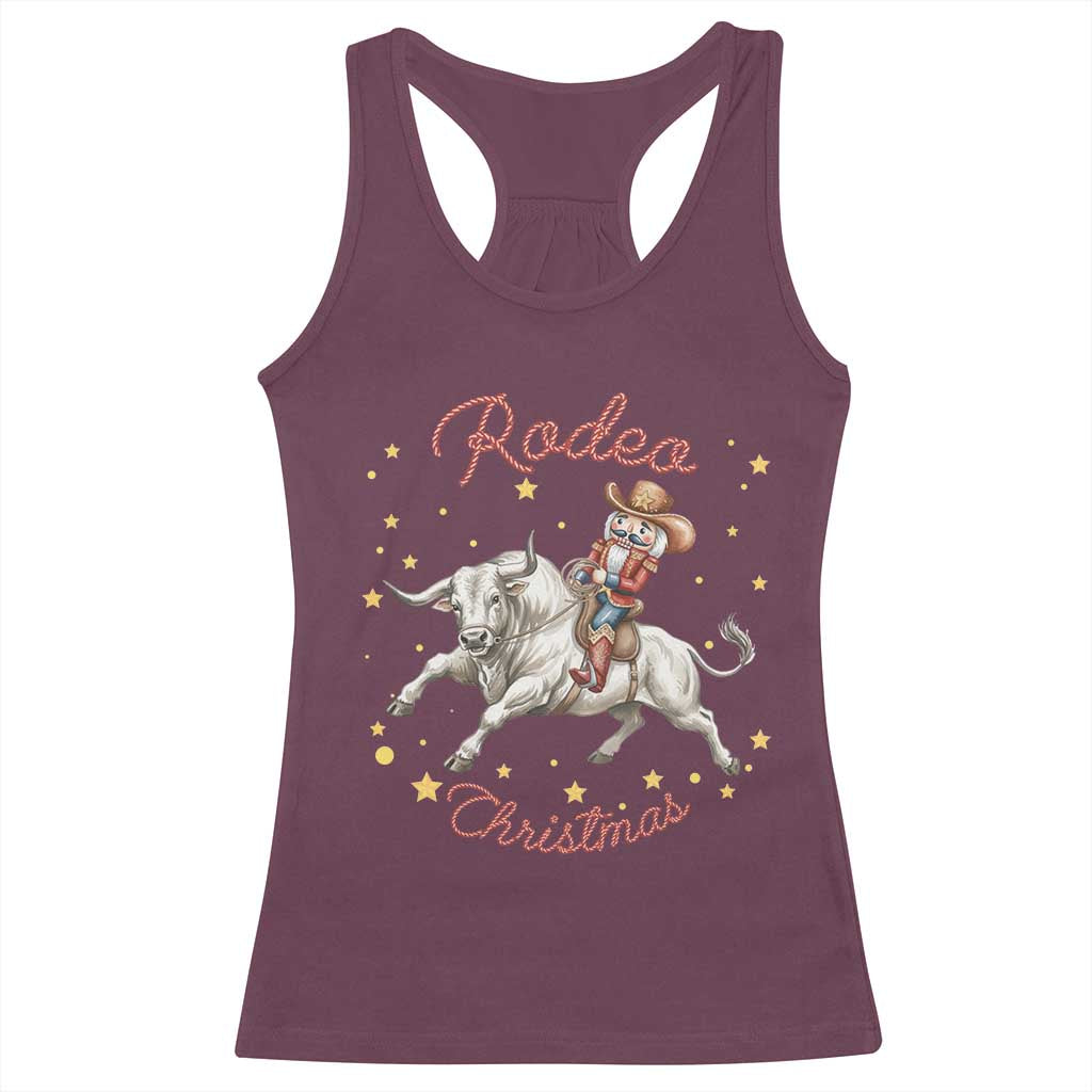 Funny Nutcracker Bull Riding Rodeo Christmas Racerback Tank Top Western Holiday Gift TS12 Maroon Print Your Wear
