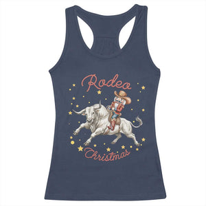 Funny Nutcracker Bull Riding Rodeo Christmas Racerback Tank Top Western Holiday Gift TS12 Navy Print Your Wear