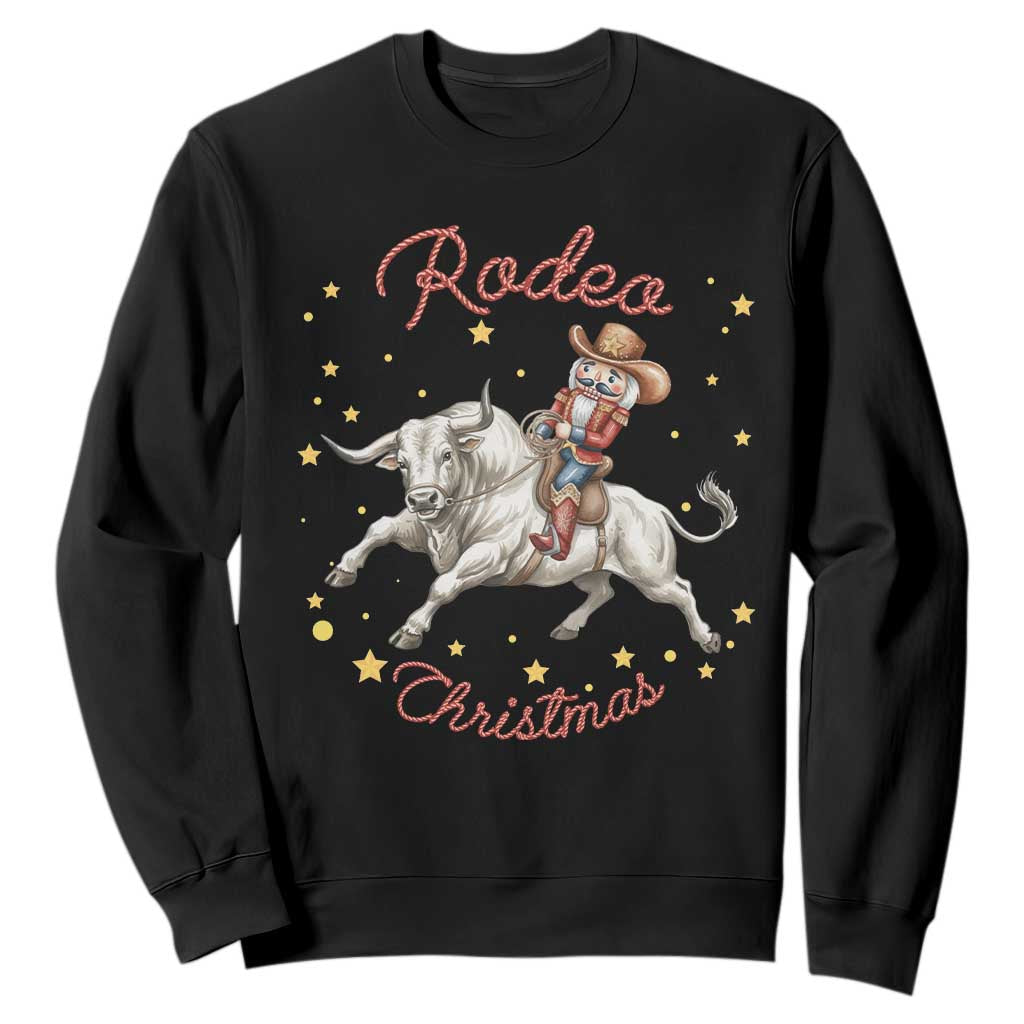 Funny Nutcracker Bull Riding Rodeo Christmas Sweatshirt Western Holiday Gift TS12 Black Print Your Wear