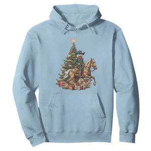 Funny Nutcracker Riding Horse Hoodie Western Life Christmas Gift TS12 Light Blue Print Your Wear