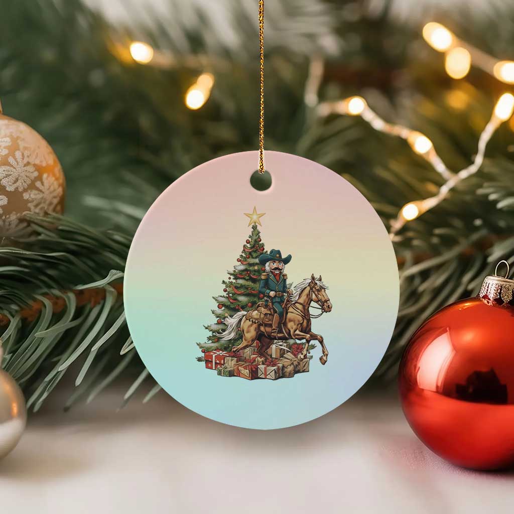 Funny Nutcracker Riding Horse Ceramic Ornament Western Life Christmas Gift TS12 1pc Pastel Print Your Wear