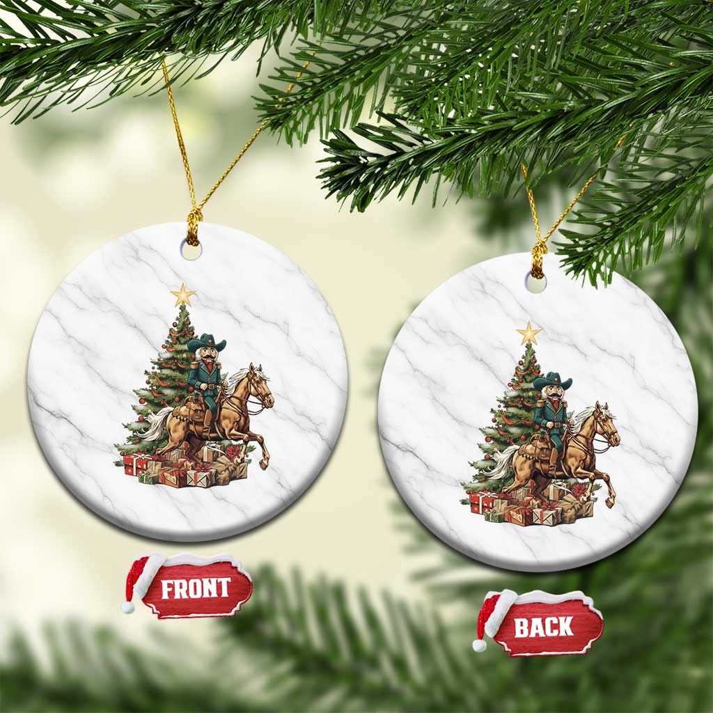 Funny Nutcracker Riding Horse Ceramic Ornament Western Life Christmas Gift TS12 1pc White Marble Print Your Wear