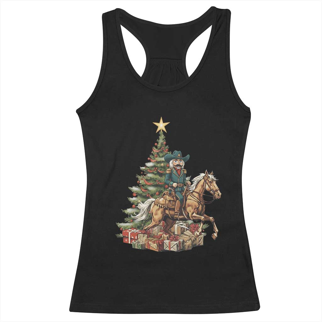 Funny Nutcracker Riding Horse Racerback Tank Top Western Life Christmas Gift TS12 Black Print Your Wear