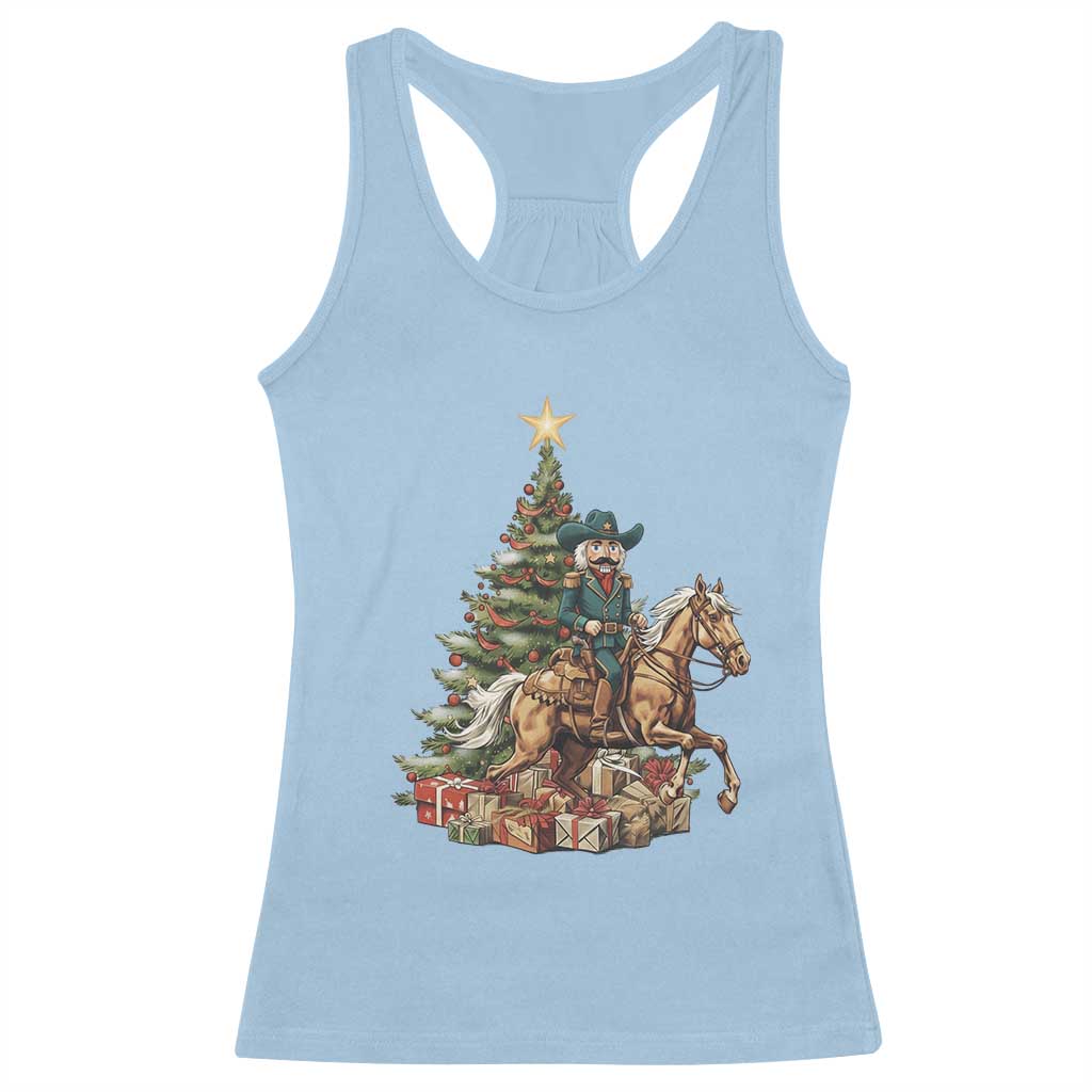 Funny Nutcracker Riding Horse Racerback Tank Top Western Life Christmas Gift TS12 Light Blue Print Your Wear