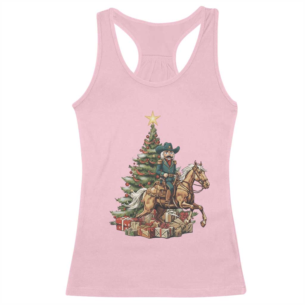 Funny Nutcracker Riding Horse Racerback Tank Top Western Life Christmas Gift TS12 Light Pink Print Your Wear