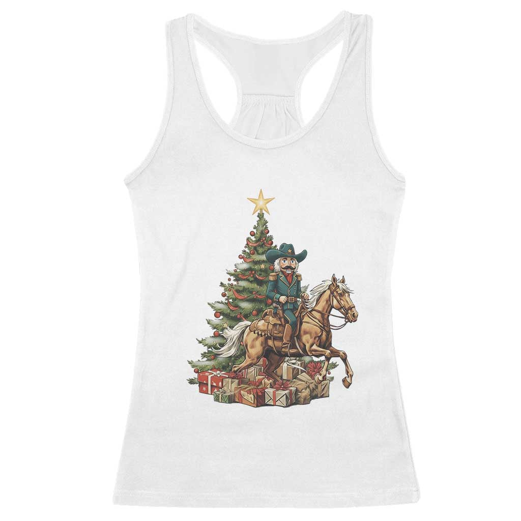 Funny Nutcracker Riding Horse Racerback Tank Top Western Life Christmas Gift TS12 White Print Your Wear
