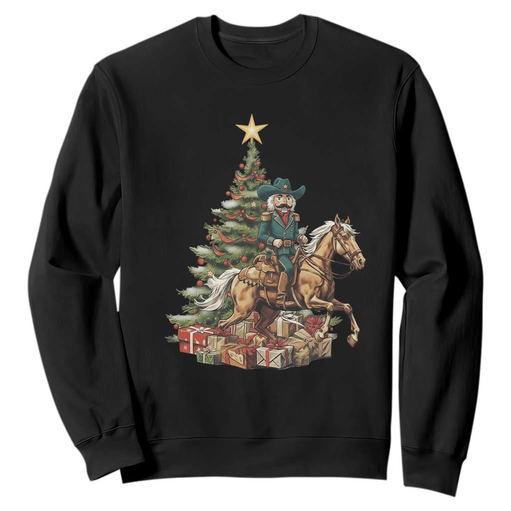 Funny Nutcracker Riding Horse Sweatshirt Western Life Christmas Gift TS12 Black Print Your Wear