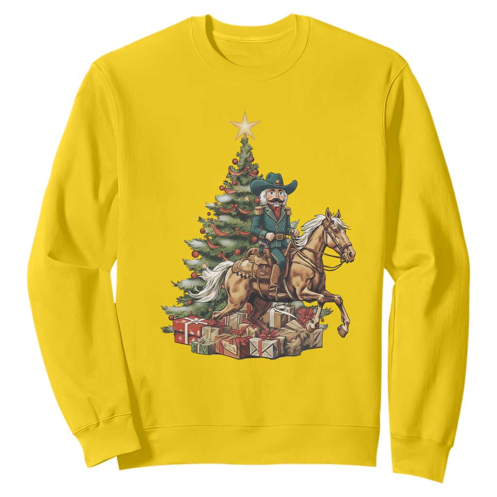 Funny Nutcracker Riding Horse Sweatshirt Western Life Christmas Gift TS12 Daisy Print Your Wear
