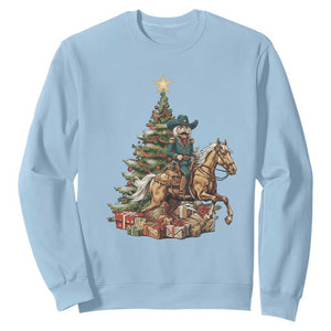 Funny Nutcracker Riding Horse Sweatshirt Western Life Christmas Gift TS12 Light Blue Print Your Wear