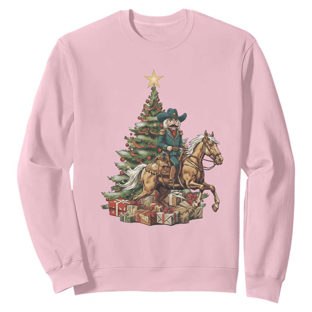 Funny Nutcracker Riding Horse Sweatshirt Western Life Christmas Gift TS12 Light Pink Print Your Wear