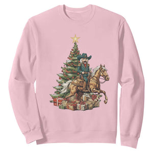 Funny Nutcracker Riding Horse Sweatshirt Western Life Christmas Gift TS12 Light Pink Print Your Wear