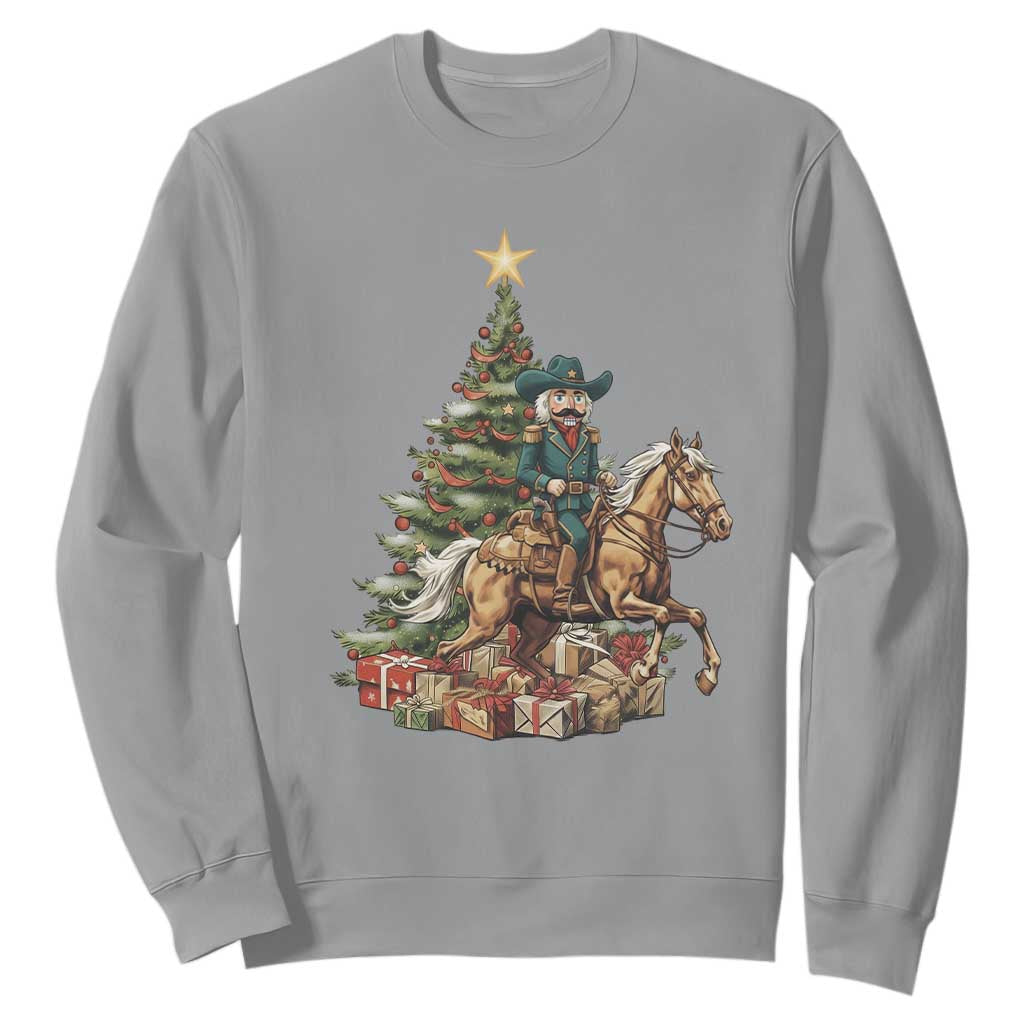 Funny Nutcracker Riding Horse Sweatshirt Western Life Christmas Gift TS12 Sport Gray Print Your Wear