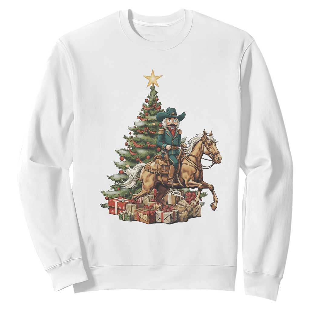 Funny Nutcracker Riding Horse Sweatshirt Western Life Christmas Gift TS12 White Print Your Wear