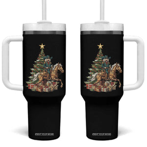 Funny Nutcracker Riding Horse Tumbler With Handle Western Life Christmas Gift TS12 One Size: 40 oz Black Print Your Wear