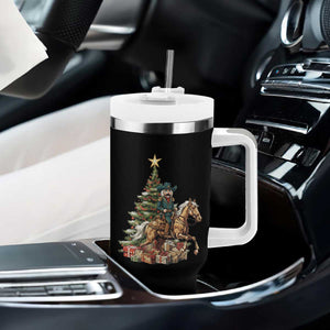 Funny Nutcracker Riding Horse Tumbler With Handle Western Life Christmas Gift TS12 Print Your Wear
