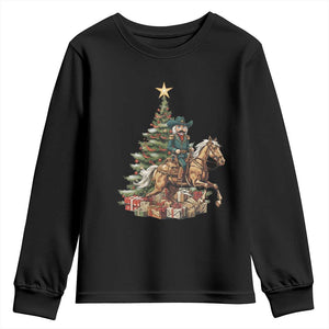 Funny Nutcracker Riding Horse Youth Sweatshirt Western Life Christmas Gift TS12 Black Print Your Wear