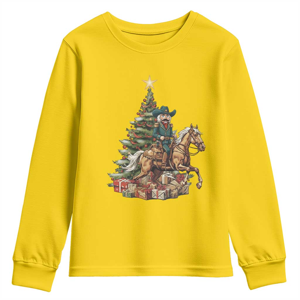 Funny Nutcracker Riding Horse Youth Sweatshirt Western Life Christmas Gift TS12 Daisy Print Your Wear