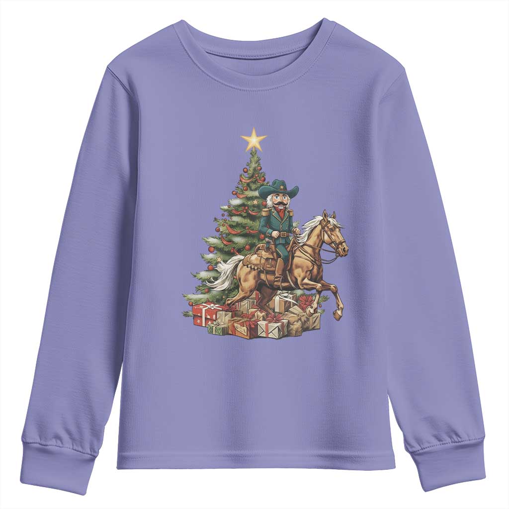 Funny Nutcracker Riding Horse Youth Sweatshirt Western Life Christmas Gift TS12 Violet Print Your Wear