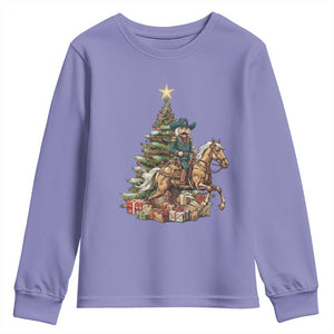 Funny Nutcracker Riding Horse Youth Sweatshirt Western Life Christmas Gift TS12 Violet Print Your Wear