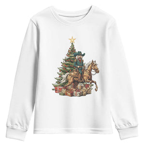 Funny Nutcracker Riding Horse Youth Sweatshirt Western Life Christmas Gift TS12 White Print Your Wear