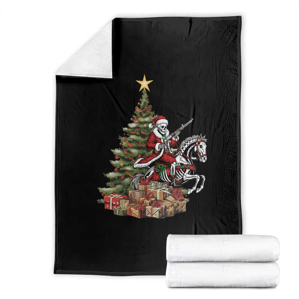Outlaw Cowboy On Skeleton Horse Throw Blanket Dark Western Christmas TS12 Black Print Your Wear