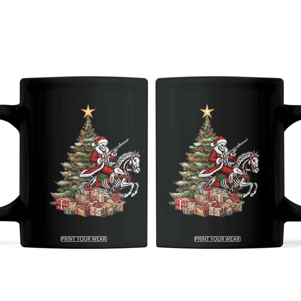 Outlaw Cowboy On Skeleton Horse Coffee Mug Dark Western Christmas TS12 Black Print Your Wear