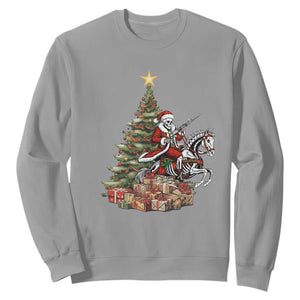 Outlaw Cowboy On Skeleton Horse Sweatshirt Dark Western Christmas TS12 Sport Gray Print Your Wear