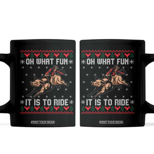 Western Bull Riding Ugly Christmas Coffee Mug Oh What Fun It Is To Ride TS12 Black Print Your Wear