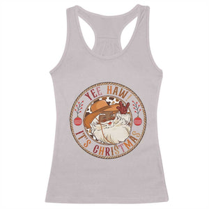 Yee Haw It Is Christmas Racerback Tank Top Funny Black Santa Cowboy TS12 Ice Gray Print Your Wear