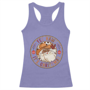 Yee Haw It Is Christmas Racerback Tank Top Funny Black Santa Cowboy TS12 Violet Print Your Wear