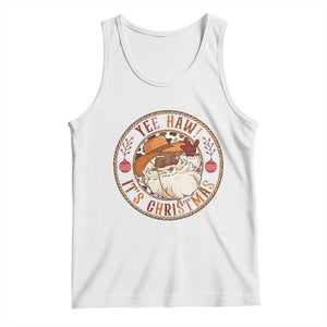 Yee Haw It Is Christmas Tank Top Funny Black Santa Cowboy TS12 White Print Your Wear