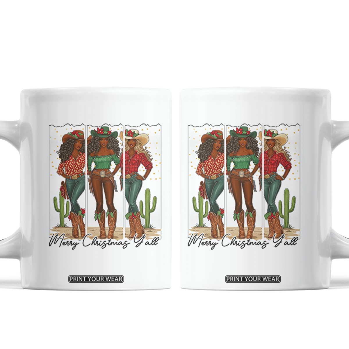 Merry Christmas Y'all Coffee Mug Funny Western Holiday Gift For Cowgirl TS12 White Print Your Wear