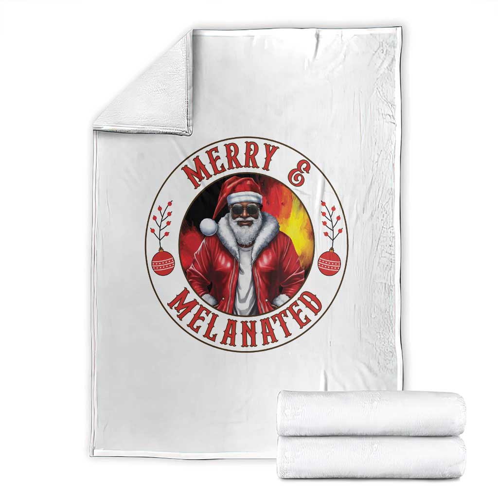 Black Santa Merry And Melanated Throw Blanket Christmas Holiday Gift TS12 White Print Your Wear
