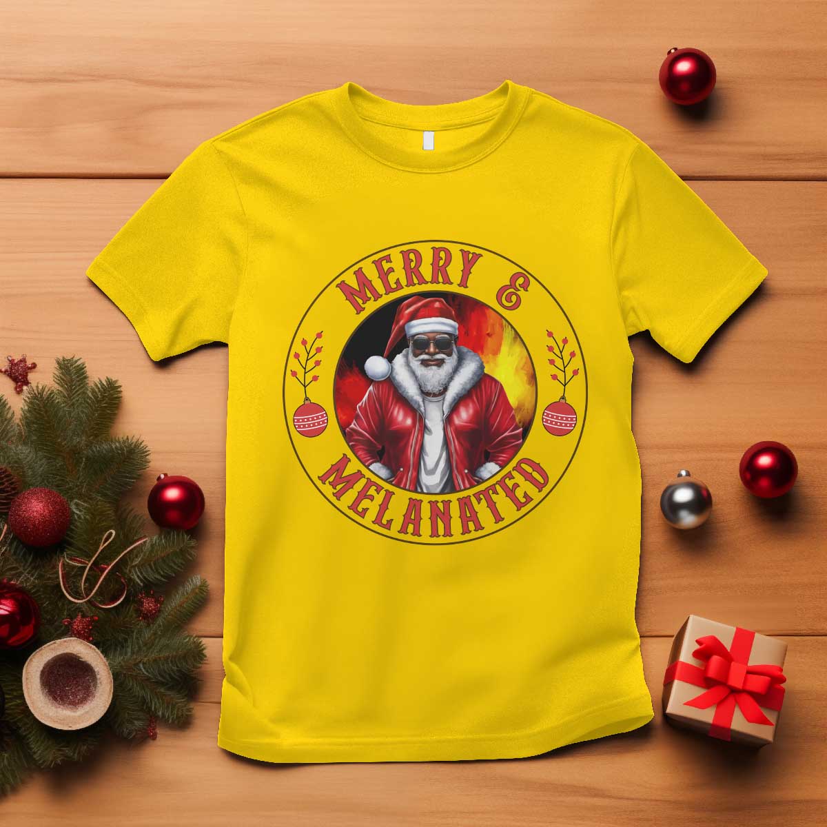 Black Santa Merry And Melanated T Shirt Christmas Holiday Gift TS12 Daisy Print Your Wear