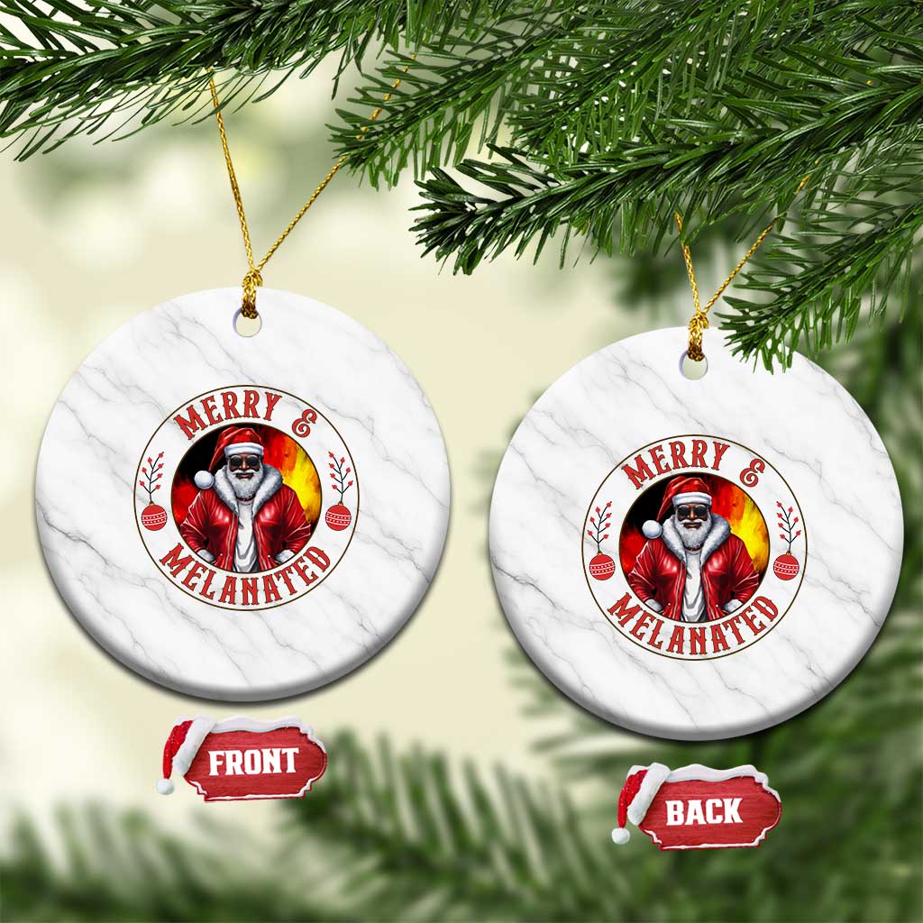 Black Santa Merry And Melanated Ceramic Ornament Christmas Holiday Gift TS12 1pc White Marble Print Your Wear