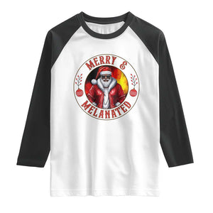 Black Santa Merry And Melanated Raglan Shirt Christmas Holiday Gift TS12 White Black Print Your Wear