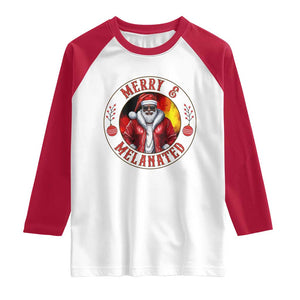 Black Santa Merry And Melanated Raglan Shirt Christmas Holiday Gift TS12 White Red Print Your Wear
