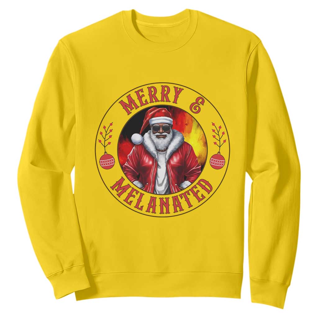 Black Santa Merry And Melanated Sweatshirt Christmas Holiday Gift TS12 Daisy Print Your Wear