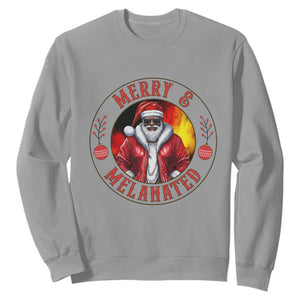 Black Santa Merry And Melanated Sweatshirt Christmas Holiday Gift TS12 Sport Gray Print Your Wear
