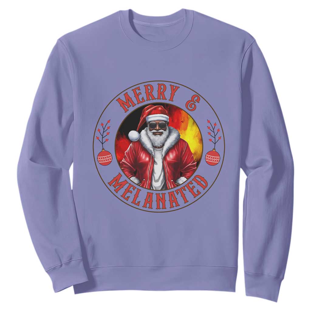 Black Santa Merry And Melanated Sweatshirt Christmas Holiday Gift TS12 Violet Print Your Wear